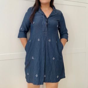 LA Cera Chambray Anchor Collar Dress Size Small